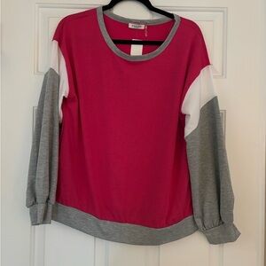 Pink and Gray Long Sleeve Top